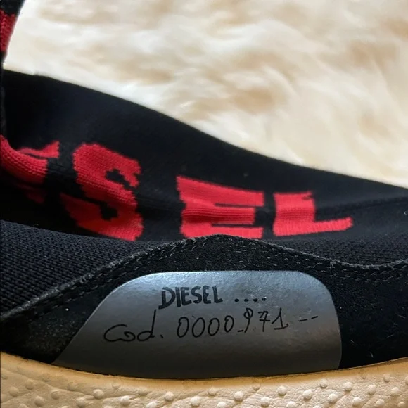 Diesel Black and Red High-Top Sneakers - was $275